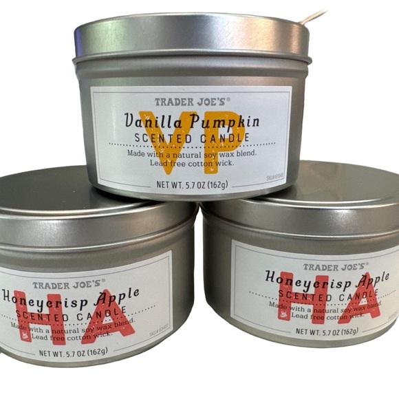TraderJoe’s 3 Honey Crisp Apple Vanilla Pumpkin Fall Scented Candles - Picture 1 of 1